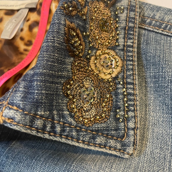 Classiques Entier Embroidered Beaded Embellished Crop Denim Jacket - Large - Picture 5 of 10